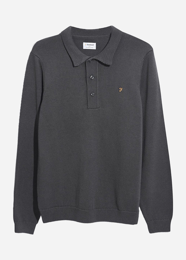 Farah Sweaters Sweater hamlet knit ls polo - charcoal
