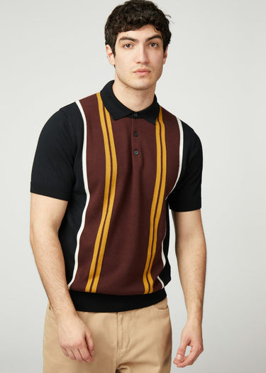 Ben Sherman Polo's Verticle stripe polo - black