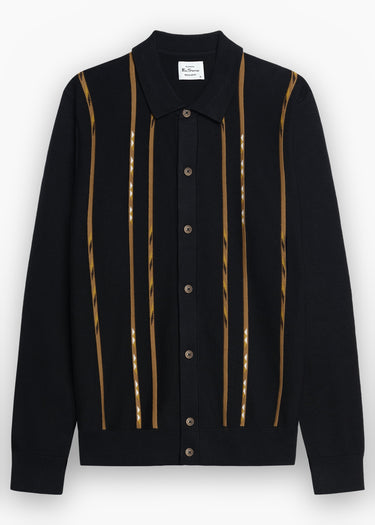 Ben Sherman Longsleeve Polo's Ls placed geo polo - black