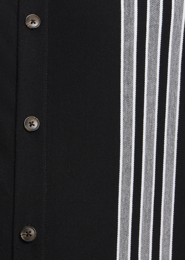 Ben Sherman Polos Birdseye stripe button through polo - black