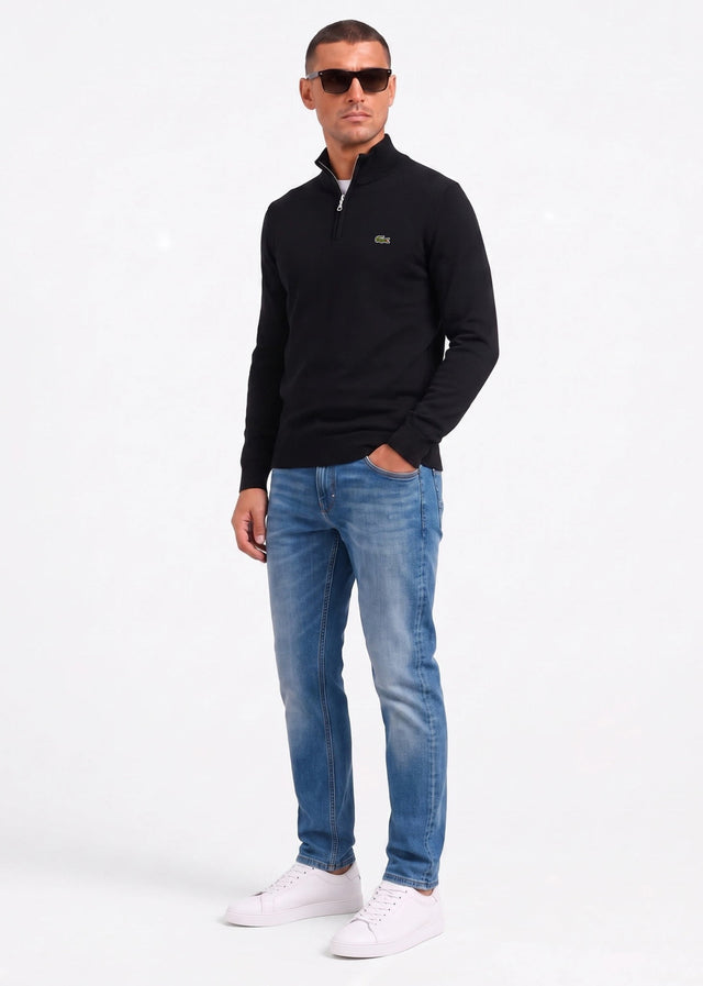 Lacoste Sweaters Regular fit high zipped neck sweater - black