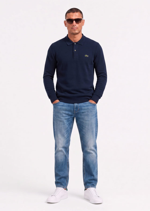 Lacoste Long Sleeve Polos Knitted long sleeve polo sweater - navy blue