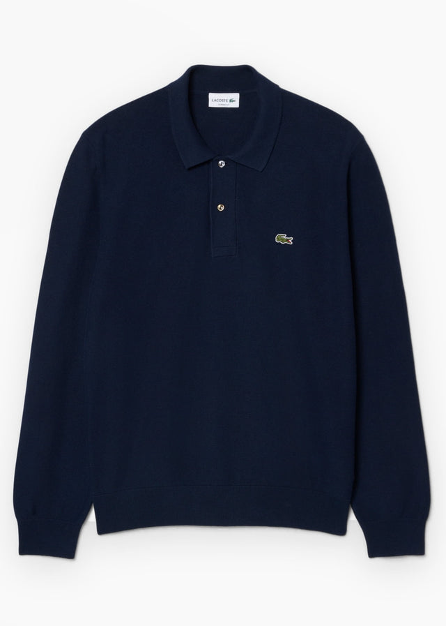 Lacoste Long Sleeve Polos Knitted long sleeve polo sweater - navy blue