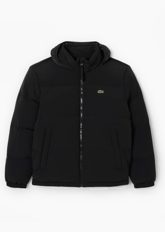 Lacoste Jackets Water-repellent packable hood down jacket - black