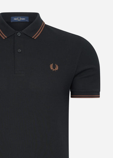 Fred Perry Polo's Twin tipped fred perry shirt - black whisky brown