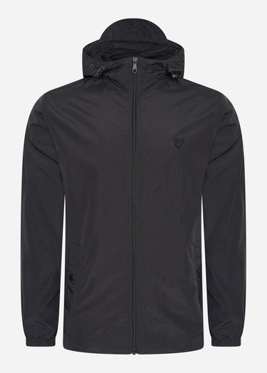 Lyle & Scott Jassen Tonal eagle zip through hooded jacket - jet black