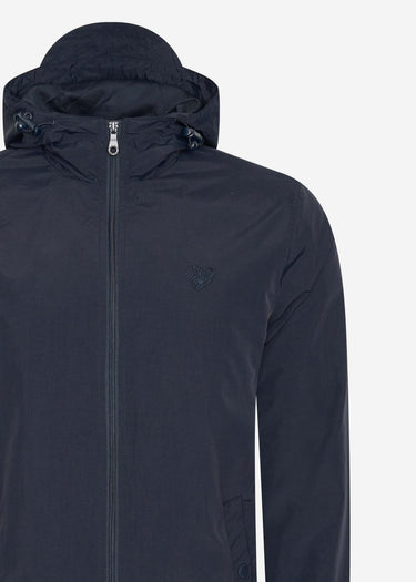 Lyle & Scott Jassen Tonal eagle zip through hooded jacket - dark navy
