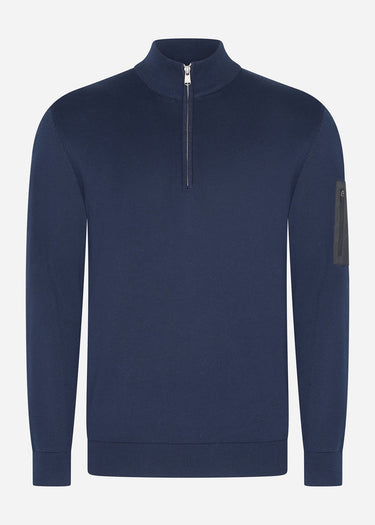 Barbour International Truien Blades cotton half zip jumper - navy