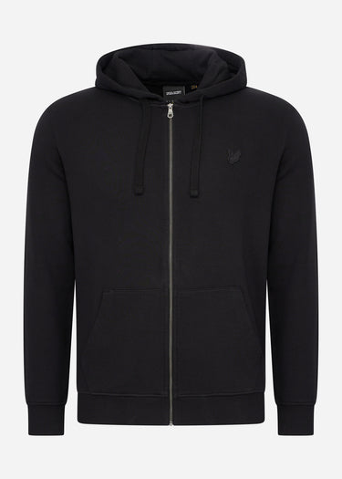 Lyle & Scott Vesten Tonal eagle zip through hoodie - jet black