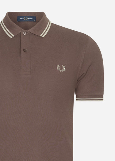 Fred Perry Polo's Twin tipped fred perry shirt - brick warm grey