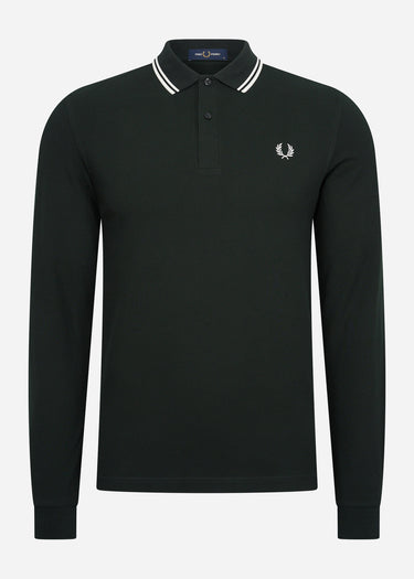 Fred Perry Longsleeve Polo's LS twin tipped shirt - night green snow white