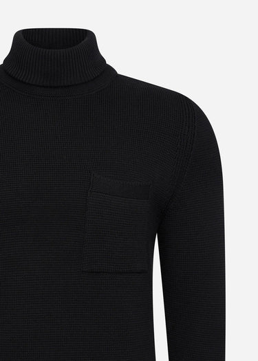 MA.Strum Truien Milano knit roll neck - jet black