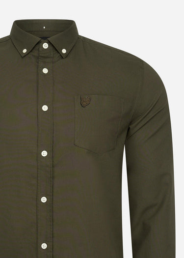 Lyle & Scott Overhemden Tonal eagle regular fit light weight oxford shirt - olive