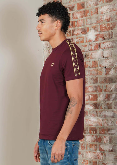 Fred Perry T-shirts Contrast tape ringer t-shirt - oxblood champagne
