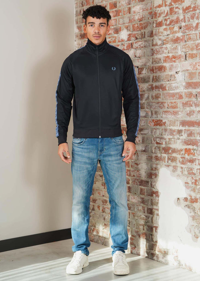 Fred Perry Cardigans Contrast tape track jacket - navy ace blue tennis blue