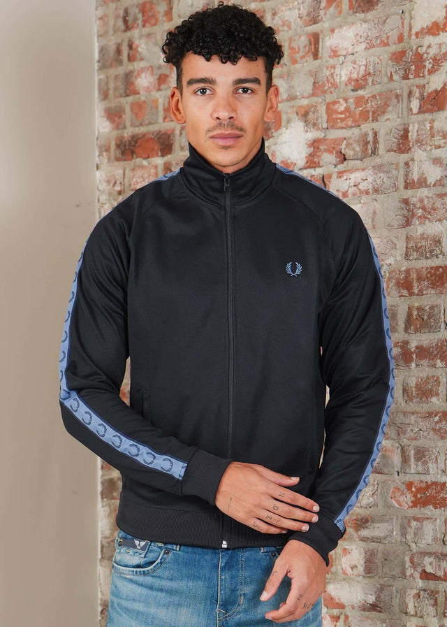 Fred Perry Cardigans Contrast tape track jacket - navy ace blue tennis blue
