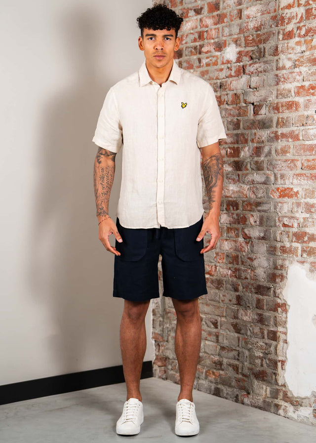 Lyle & Scott Shirts Short sleeve linen blend shirt - cove