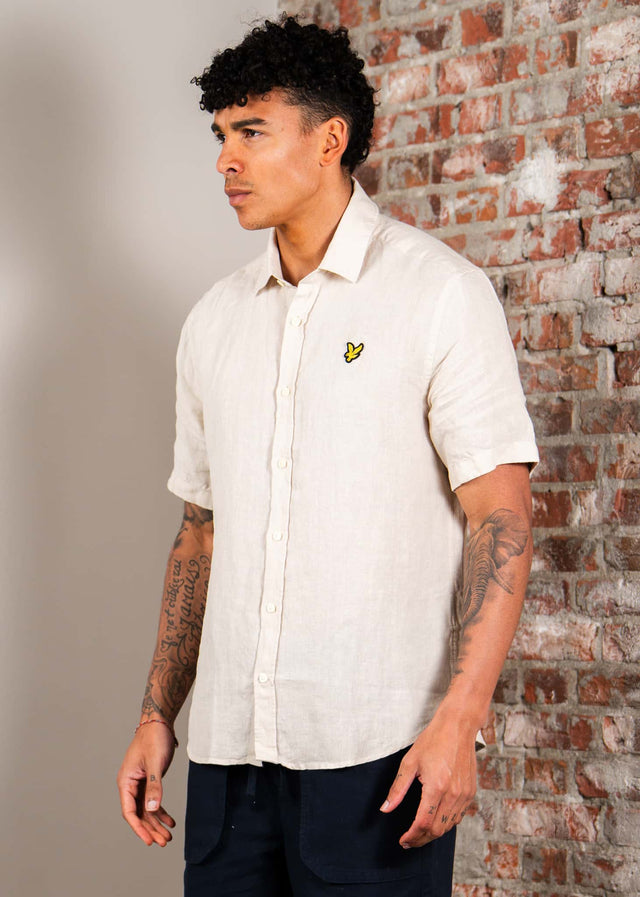 Lyle & Scott Shirts Short sleeve linen blend shirt - cove