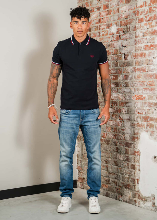 Fred Perry Polos Twin tipped fred perry shirt - navy snow white burnt red