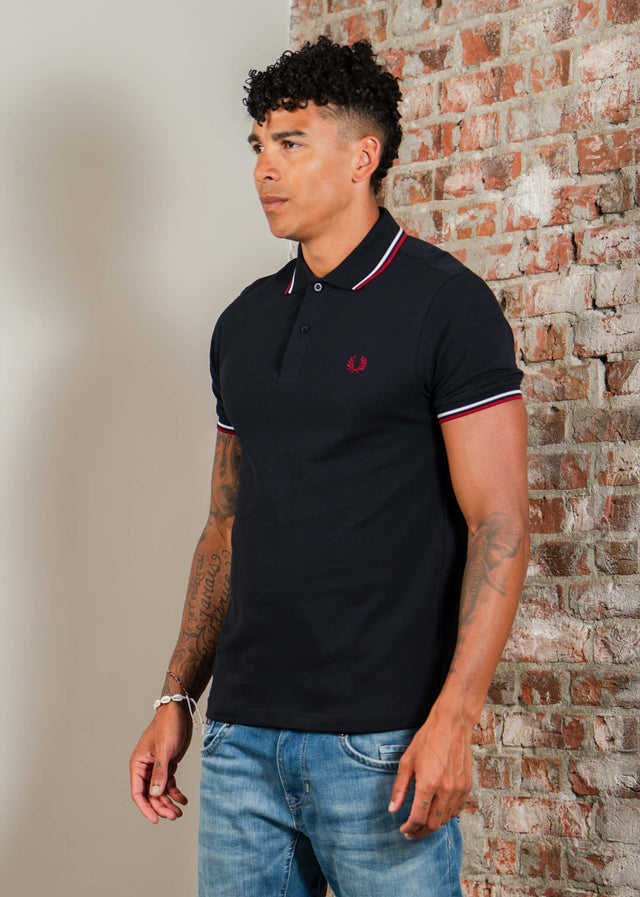 Fred Perry Polos Twin tipped fred perry shirt - navy snow white burnt red