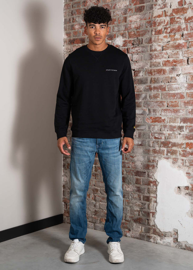 Lyle & Scott Sweaters Loopback embroidered crew neck sweatshirt - jet black white