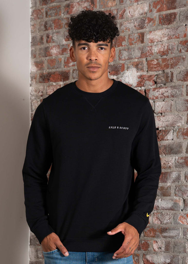 Lyle & Scott Sweaters Loopback embroidered crew neck sweatshirt - jet black white