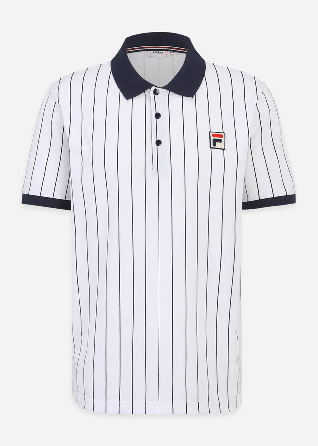 Fila Polos Linter striped polo shirt - bright white black iris striped