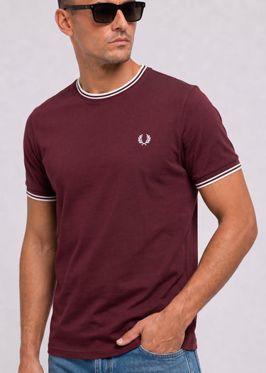 Twin tipped t-shirt - oxblood ecru