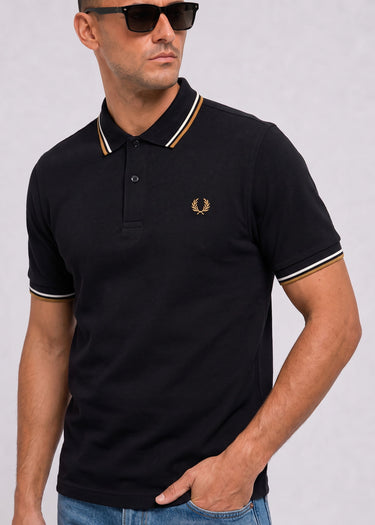 Twin tipped polo - black ecru dark caramel