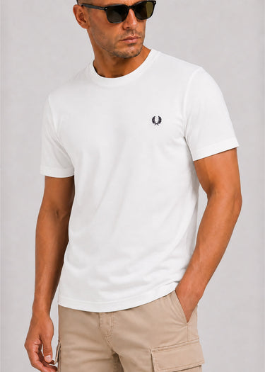 Fred Perry T-shirts Back print fred perry text t-shirt - snow white