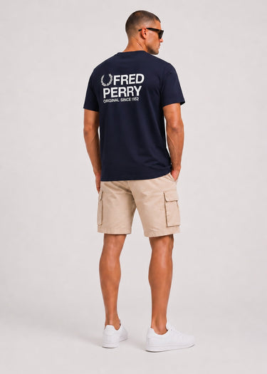 Fred Perry T-shirts Back print fred perry text t-shirt - navy