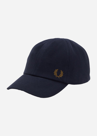 Fred Perry Petten Pique classic cap - navy dark caramel