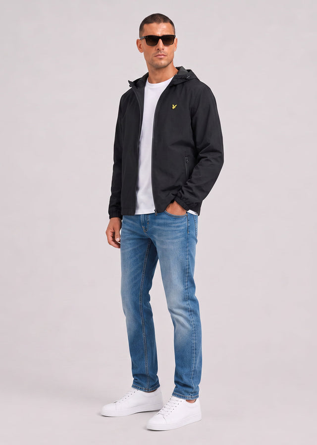 Lyle & Scott Jackets Contrast zip through hooded jacket - jet black gunmetal