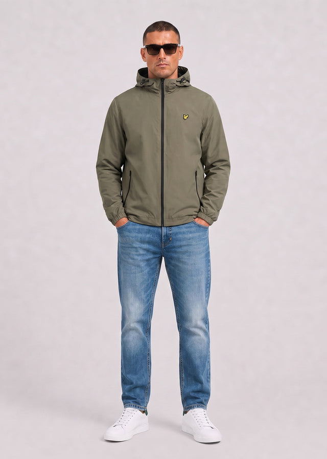 Lyle & Scott Jackets Contrast zip through hooded jacket - khaki ash jet black
