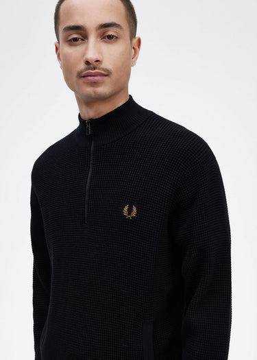 Fred Perry Truien Waffle stitch half zip jumper - navy
