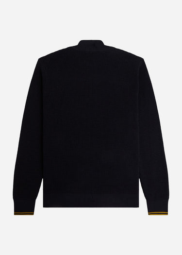 Fred Perry Truien Waffle stitch half zip jumper - navy