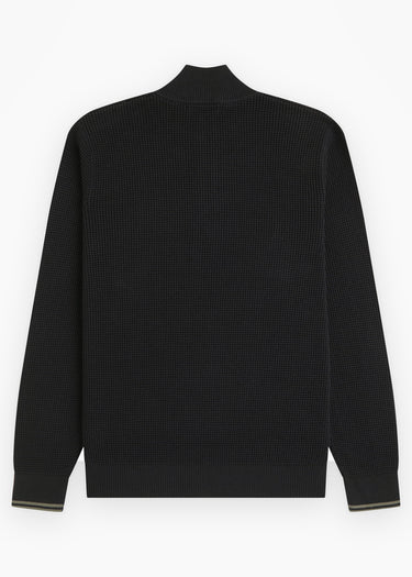Fred Perry Sweaters Waffle stitch half zip jumper - black