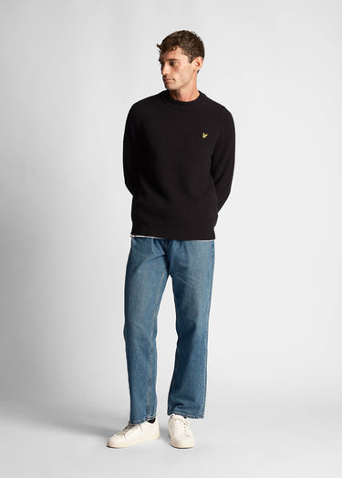 Lyle & Scott Truien Shaker stitch mock neck - jet black