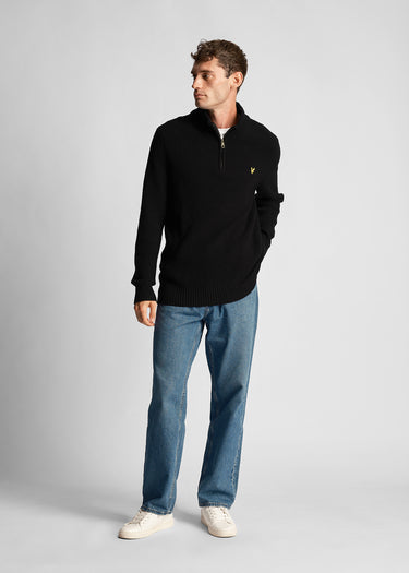 Lyle & Scott Truien Ribbed quarter zip jumper - jet black