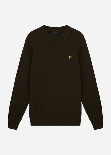 Lyle & Scott Truien Grid knit crew neck jumper - mountain moss