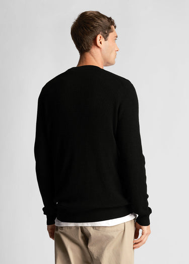 Lyle & Scott Truien Grid knit crew neck jumper - jet black