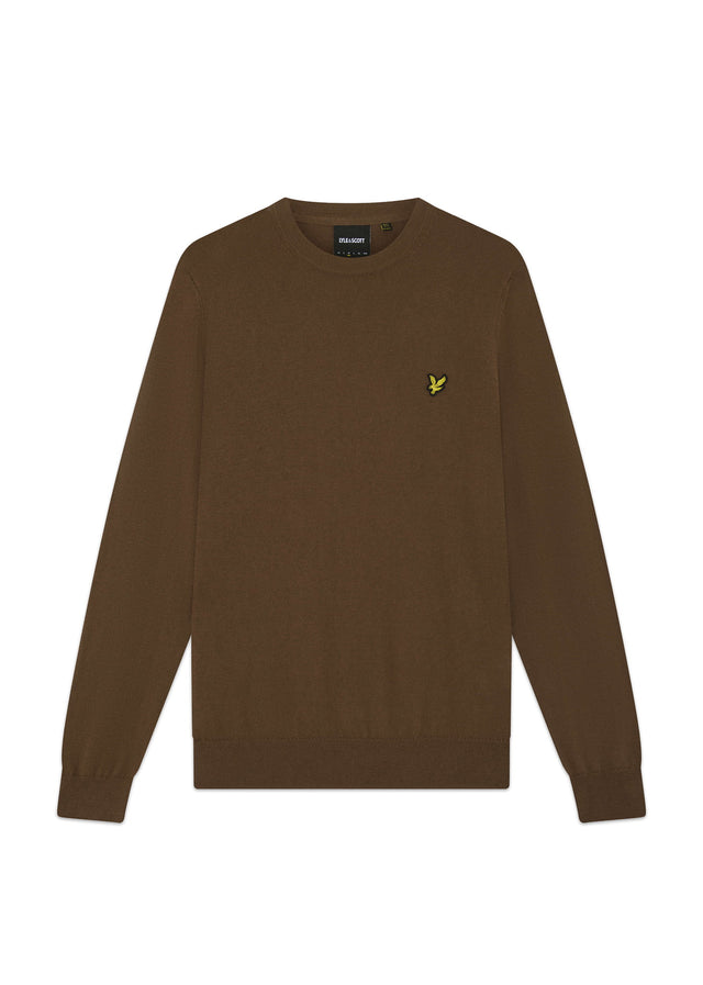 Lyle & Scott Sweaters Cotton merino crew neck jumper - sepia brown