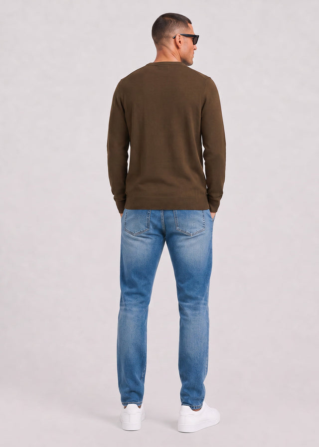 Lyle & Scott Sweaters Cotton merino crew neck jumper - sepia brown
