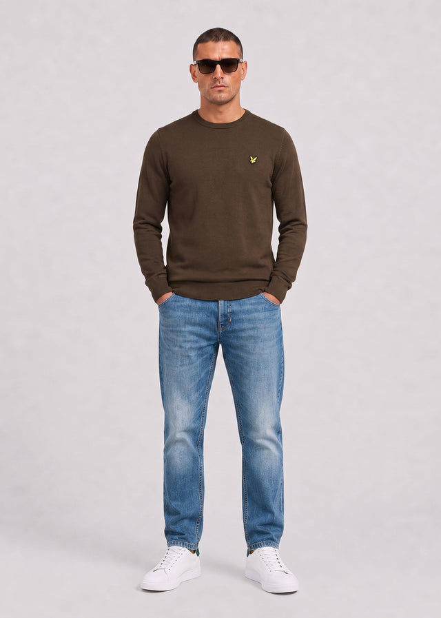 Lyle & Scott Sweaters Cotton merino crew neck jumper - sepia brown