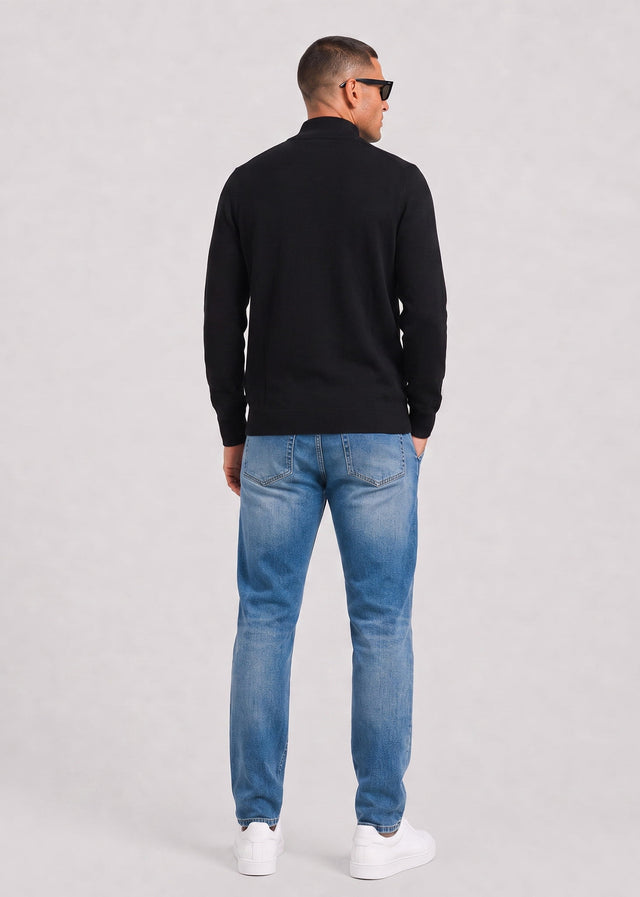 Lyle & Scott Sweaters Cotton merino quarter zip jumper - jet black
