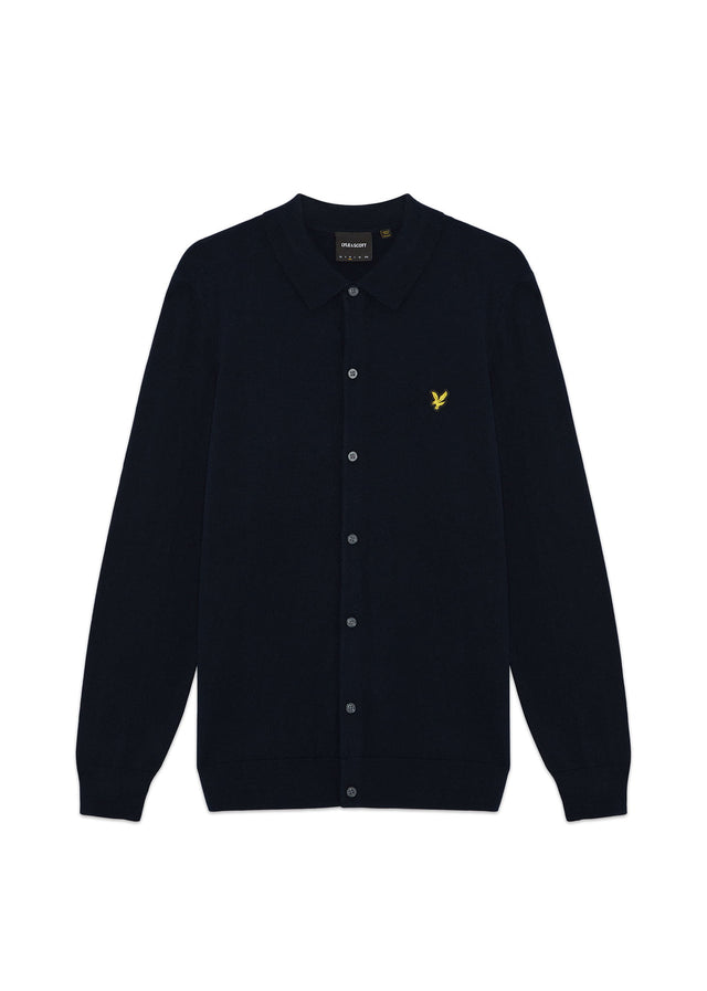 Lyle & Scott Shirts Cotton merino knitted shirt - dark navy