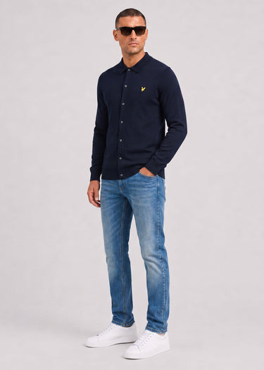 Lyle & Scott Shirts Cotton merino knitted shirt - dark navy