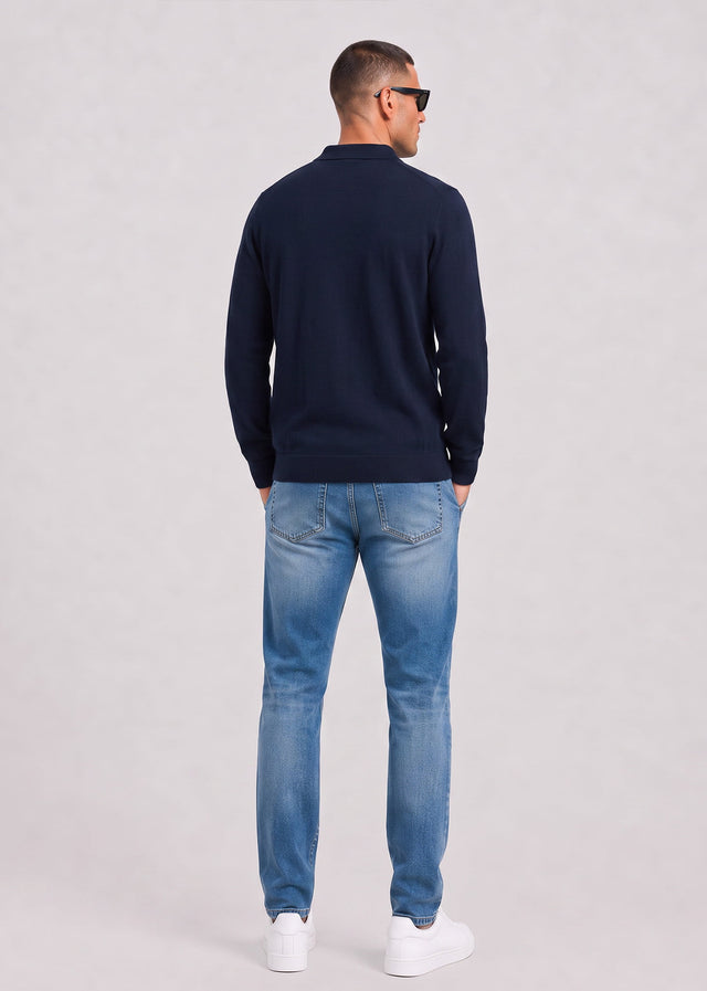 Lyle & Scott Shirts Cotton merino knitted shirt - dark navy