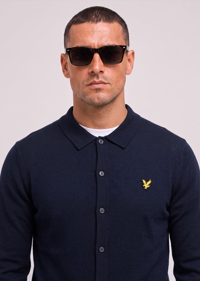 Lyle & Scott Shirts Cotton merino knitted shirt - dark navy