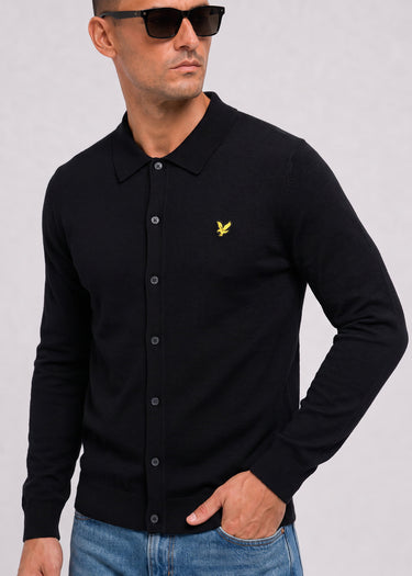 Lyle & Scott Shirts Cotton merino knitted shirt - jet black